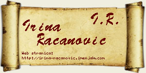 Irina Račanović vizit kartica